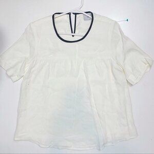 Loup Off White and Black Trim Short Sleeve Shirt